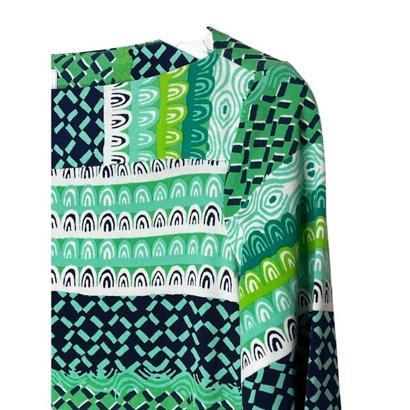 Donna Morgan Size 6 Green Pattern Sheath Dress | Short Sleeve Work to Weekend - Picture 6 of 9